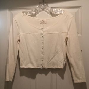 Cream colored button down crop shirt